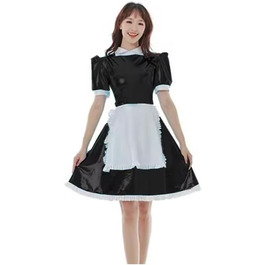 Сукня для перевдягання LIXIAAOOKWEDG для чоловіків, чорна, XL. Костюм горничної з лакованої шкіри, трансвестидська сукня