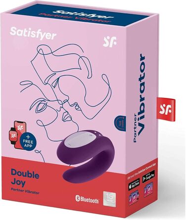 Satisfyer Double Joy Connect App - парний вібратор з керуванням через додаток | 9 см | Інтимні іграшки для пар | Сильні вібрації | Керування через додаток | Фіолетовий колір