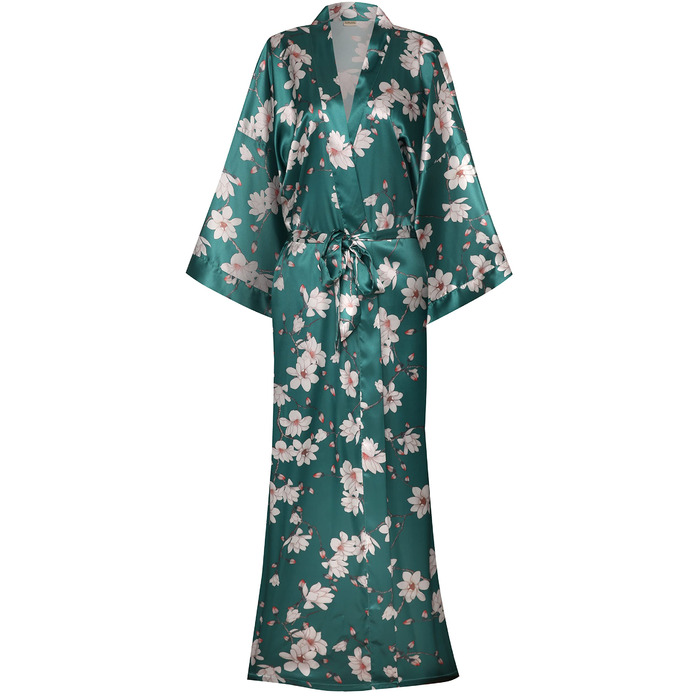 Халат жіночий Goodmansam, довгий, квітковий сатин, кімоно, для нареченої, весілля, подружки нареченої, нічна сорочка (XL-XXL, квітковий принт 10)