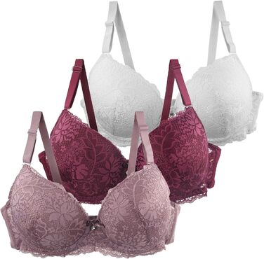 CSKJ Набір з 3 бюстгальтерів для великих грудей: спортивні, мереживні, без кісточок, з підтримкою, push-up, для йоги та повсякденного носіння, 85C