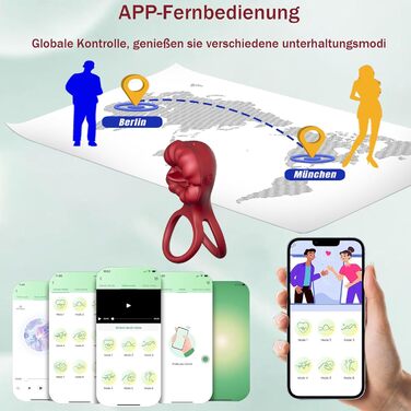 Вібраційний кільце для статевого члена з керуванням через додаток, 9 режимів вібрації/лизання, секс-іграшка для чоловіків, пар та жінок