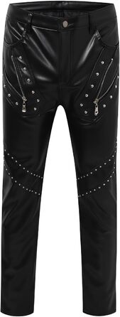 Чоловічі штани-легінси з еластичної шкірозамінної тканини Wetlook, Slim fit, для мотоциклів, вечірок, клубів (M, Чорний)