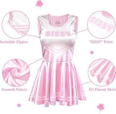 Рожевий боді-комбінезон LittleForBig Sissy з атласу, без рукавів, розмір XL