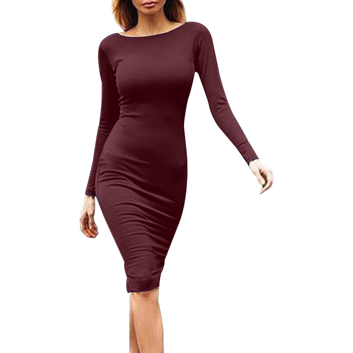 Сукня YMING для жінок: сексуальна, з відкритим спиною, на блискавці, облягаюча, без рукавів, міді (XXL, Бордовий)