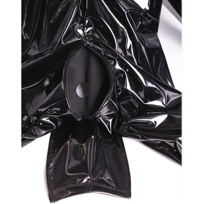 Чоловічий латексний комбінезон з ефектом дзеркала - сексуальний скінні костюм для вечірок та сценічних виступів, чорний