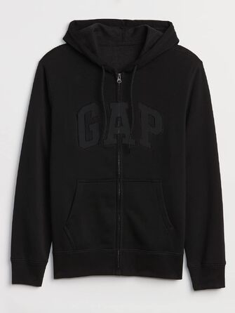 Чоловіча толстовка на блискавці Gap Heritage з логотипом, колір True Black, розмір L