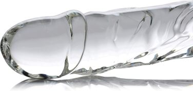 XR Brands Master Series Brutues: XL скляний дилда з насічками та зручним захопленням - прозорий