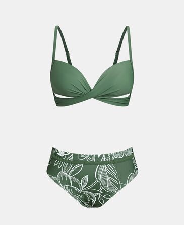 CUPSHE Бкіні Сет Пуш Ап Кросовер, Двочастинний Купальник (XL, Темно-зелений)