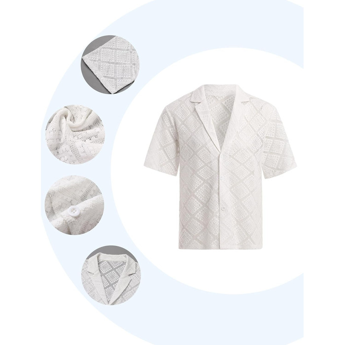 Чоловіча прозора сітчаста сорочка для фестивалю, рейву, клубу. Кінківір, свінґерклуб. (Білий, M)