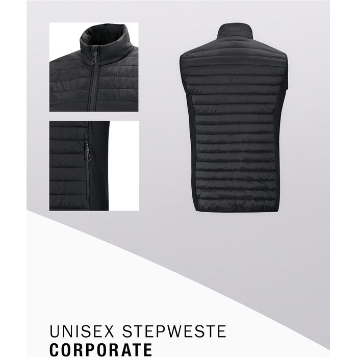 Чоловіча утеплена жилетка JAKO Corporate Teamwear з еластичними вставками, чорна, розмір XL