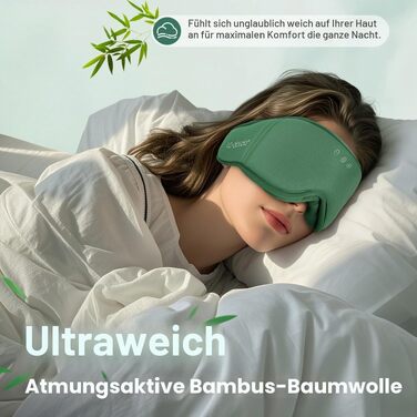 Bluetooth маска для сну LC-dolida з HiFi-звуком, світлонепроникна бамбукова бавовна, Bluetooth 5.4, регульований ремінець, зелена