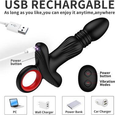 Вібратор для чоловіків та жінок Analplug з пультом керування, 9 режимів, чорний. Інтимні іграшки для дорослих