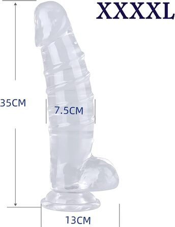 Анальний дилда BDSMLOVE XXXXL, прозорий, з присоскою, великий, для жінок та чоловіків