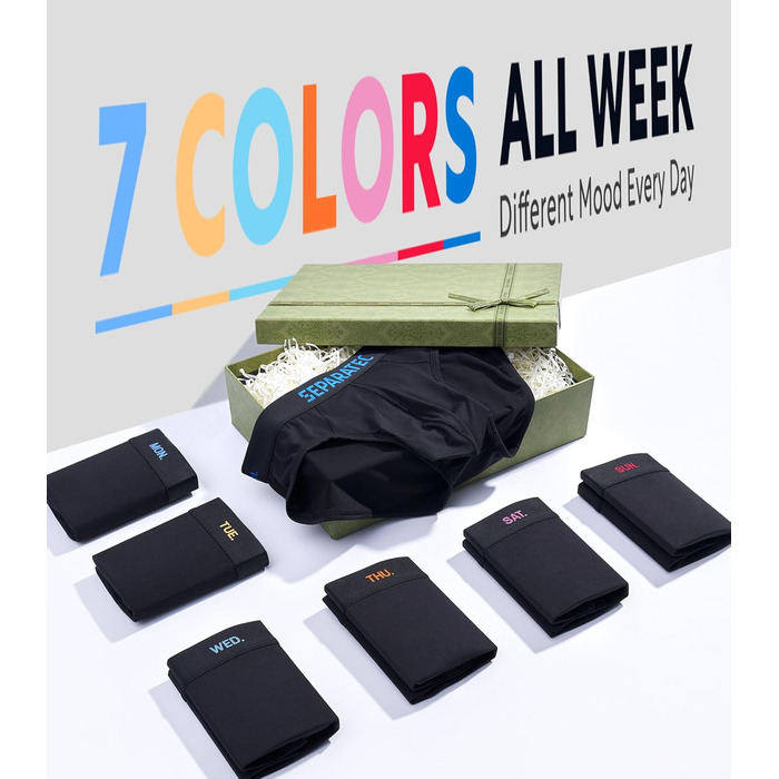 Боксерки чоловічі Separatec 7 шт. з подвійним мішечком, бамбук/район, чорні