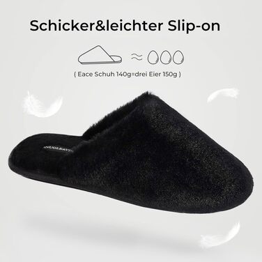 Жіночі домашні капці Snug Leaves з штучним хутром та ефектом пам'яті Memory Foam, чорні, розмір 38/39 EU
