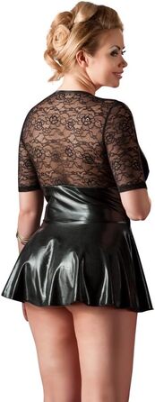 COTTELLI CURVES Міні-сукня Lack - жіноча сукня-міні з V-подібним вирізом, перехресною шнурівкою, мереживними рукавами, чорно-червона