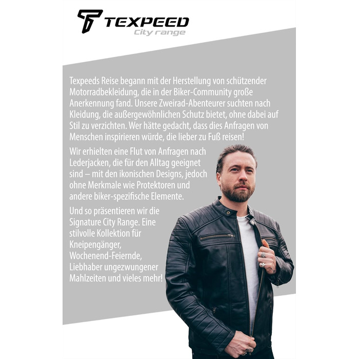 Чоловіча шкіряна куртка Texpeed у стилі байкер (Casual), м'яка шкіра ягняти, чорна, розмір L
