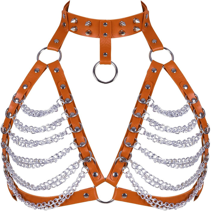 PETMHS Корсет з шкіри для жінок, повне покриття, готичний стиль, помаранчевий колір