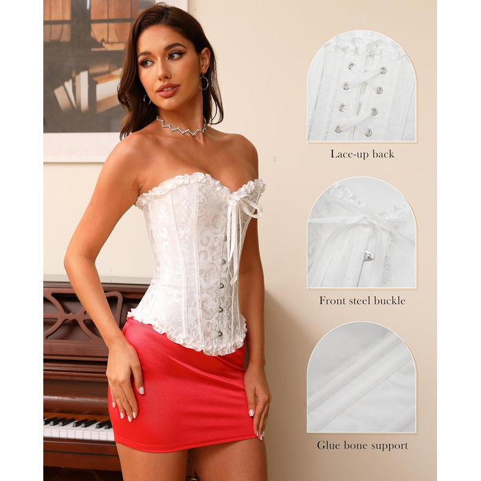 Корсет для жінок - бюстєль-корсет, топ, повна грудь, корсаж, шнурівка, талія, спідня білизна, чорний, розмір S