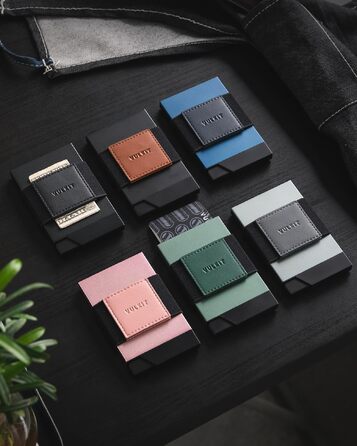 Слимок металевий картхолдер VULKIT Vc408 з Pop-Up механізмом, RFID-захистом та грошовим ремінцем, чорний