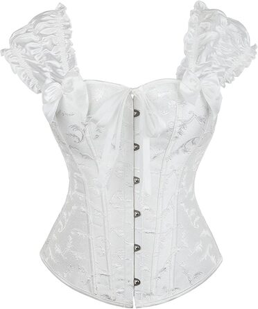 Корсет для жінок, корсет повномірного бюсту, топ-корсет готичний вінтажний, корсаж, бюстєль з бретелями, квітковий, з кісточками, повномірний, топ-корсет, ренесанс, шнурування, топ-корсет, білий, XL