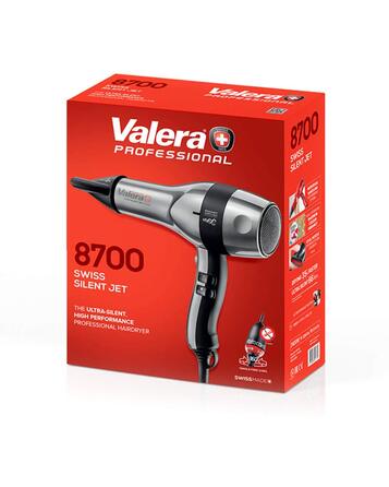 Професійний фен для волосся Valera Swiss Silent Jet 8700, 2000 Вт, з іонізацією, двигуном PM-Pro та 3 режимами температури, чорний