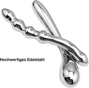 Анальний масажер з нержавіючої сталі з двома головками для стимуляції G-точки та простати. Підходить для чоловіків та жінок.