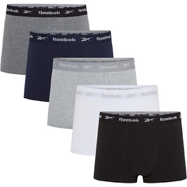 Боксери чоловічі Reebok (5 штук) L чорний/білий/сірий/темно-синій/вугільний марль