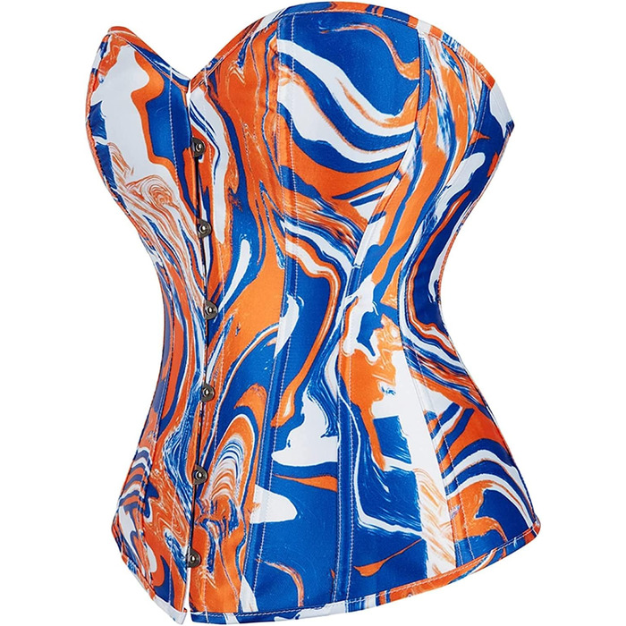 Жіноче корсетне тіло Adelce з квітковим принтом, блакитно-помаранчеве, на шнурівці, вінтажний стиль