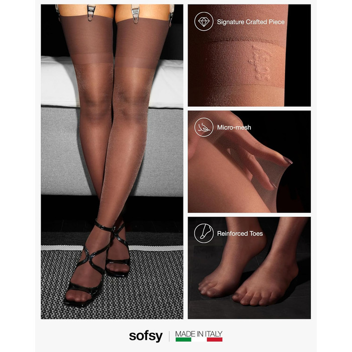 Накладні шкарпетки Softy Sheer для панчіх/тримачів панчіх, 15 Den, шоколадний (S)