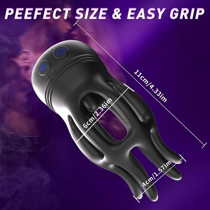 Електричний мастурбатор PQKuss з функцією лизання язиком: 10 режимів вібрації та 10 режимів лизання для чоловіків