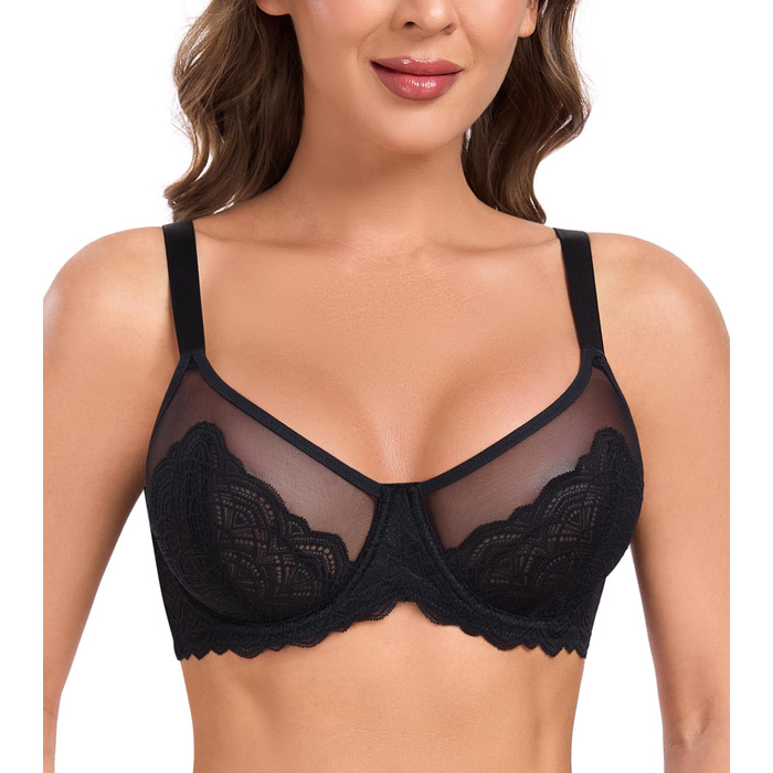 Чорний бюстгальтер Minimizer BH для великих розмірів з мереживом, без пуш-апу, повсякденний, класичний, 90F
