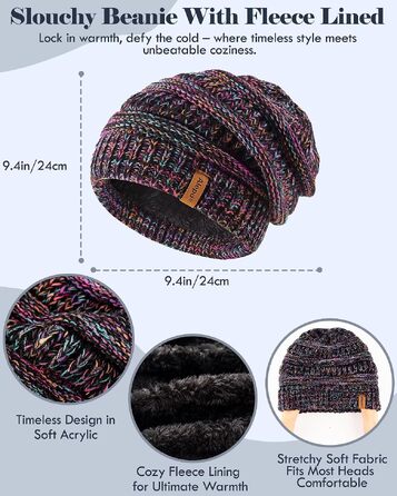 Зимовий подарунковий набір Alepo для жінок: тепла шапка slouchy, довгий шарф та сенсорні рукавички, Multicolor-01