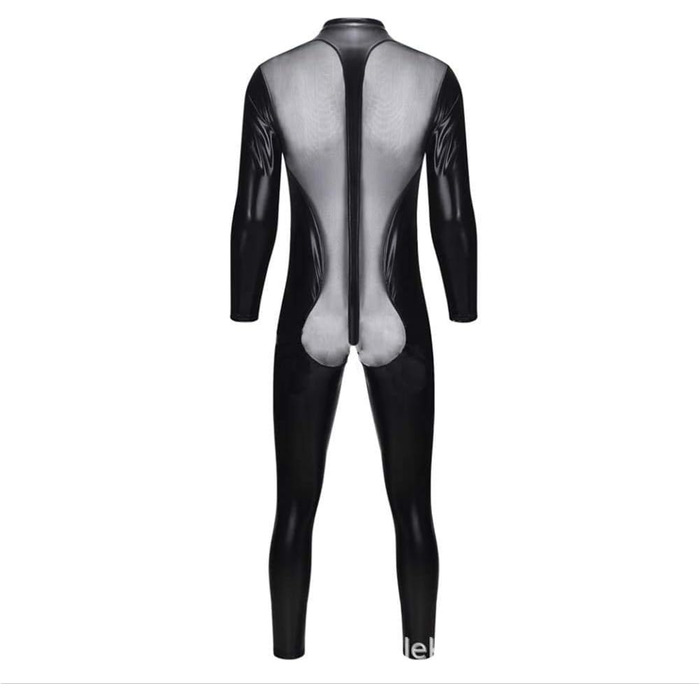 Комбінезон з латексу для чоловіків MIAOXIAO, мокрий ефект, повний костюм, боді, L