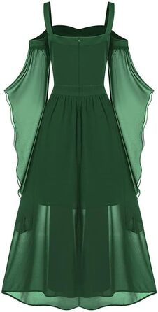 CHARMMA Готичне вечірнє плаття на Хелловін для жінок, великі розміри, A-силует, шнурівка, максі з рукавами-крильцями, вінтажне плаття відьми, косплей, клуб, вечірня сукня (лісовий зелений, XL)