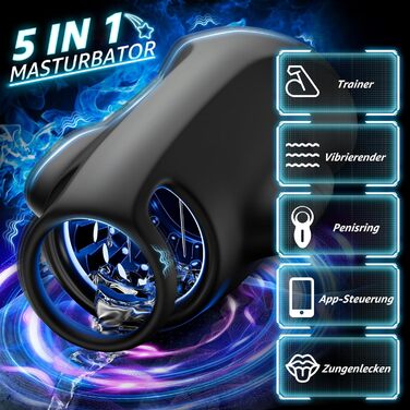 Вібратор для чоловіків Kexyz – стимулятор головки, тренажер для орального сексу, 9 режимів, секс-іграшка для соло-мастурбації