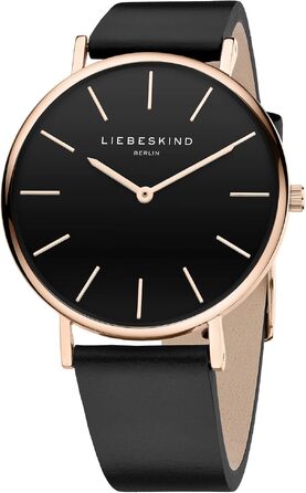 Жіночий аналоговий кварцовий годинник Liebeskind Berlin 38 мм (Розове золото / Чорний)