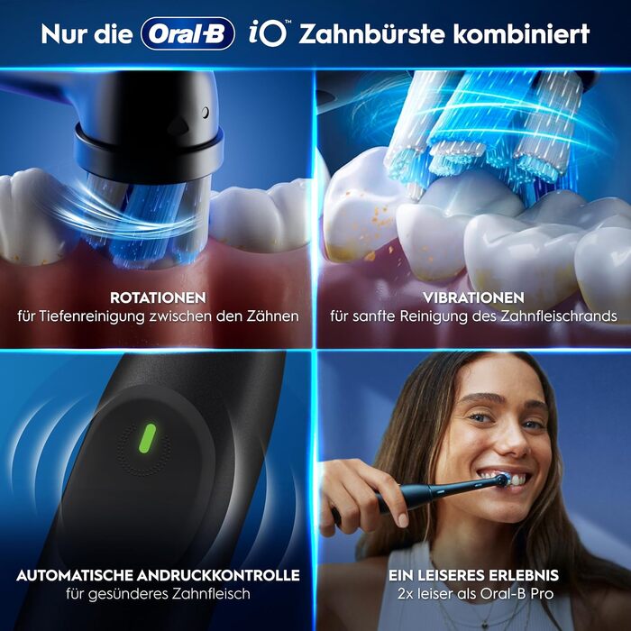 Електрична зубна щітка Oral-B iO Series 2, чорна (Night Black), 3 режими чищення, набір з 2 щіток та дорожнім футляром