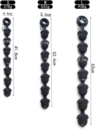 Анальні кульки з силікону NAIXBTY (7 шт.) з ланцюжком, анальні пробки, сексуальні іграшки для жінок та чоловіків (чорний, M)