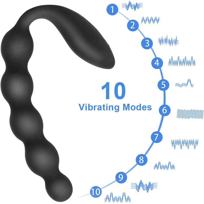 Анальний вібратор LZMYZ з 10 режимами вібрації, 2 мотори, перлини для масажу простати, для чоловіків, жінок та пар