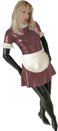 Костюм горничної в стилі лоліти: сукня з довгим рукавом, латексний ефект, чорно-білий фартух. S