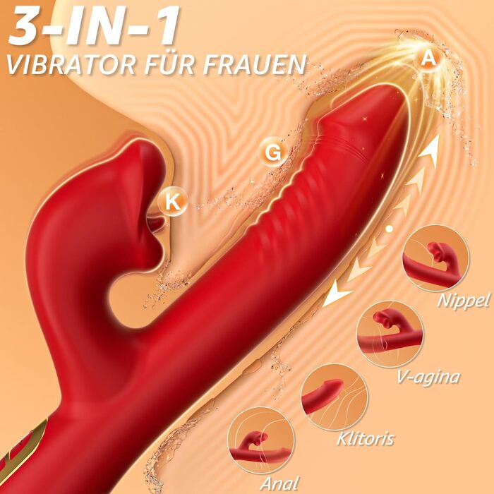 Вібратор G-Punkt з набором для жінок: 10 режимів, 5 мовок, 3 функції стимуляції. Червоний.