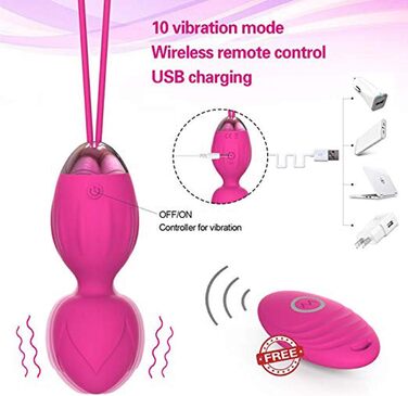 Тренування м'язів тазу для жінок з пультом дистанційного керування, набір Kegel Ball, багато режимів, силіконові м'ячі для контролю сечовипускання та вправ для м'язів тазу (рожевий)