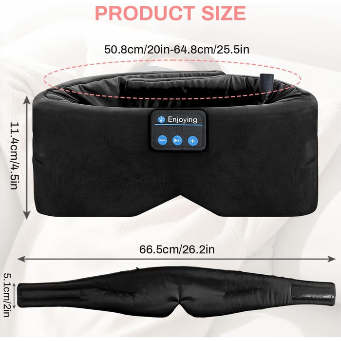 Маска для сну з Bluetooth-навушниками flintronic V5.4, бездротові стереонавушники для сну, медитації та подорожей, чорна