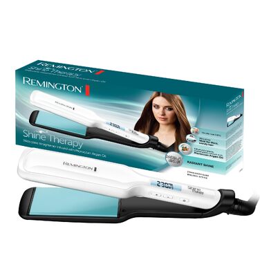Випрямляч для волосся Remington Shine Therapy S8550 з керамічним покриттям, аргановою олією та вітаміном E, LCD-дисплей, 150-230°C