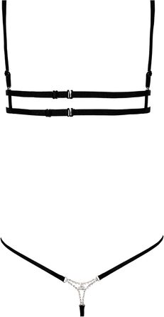 Анаїс Аппарель: Комплект спідньої білизни для жінок - бюстгальтер та стрінг з гумки та мережива, прозорий, чорний, розмір L