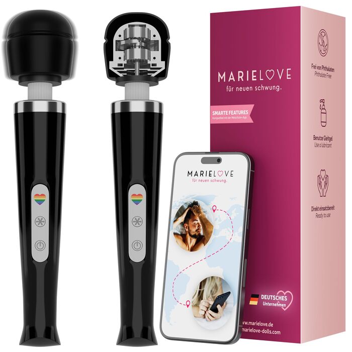 Вібратор Magic Wand для жінок з керуванням через додаток – масажний стрижень для стимуляції клітора та пар – 20 режимів, 10 інтенсивностей – бездротові іграшки для дорослих (чорний)