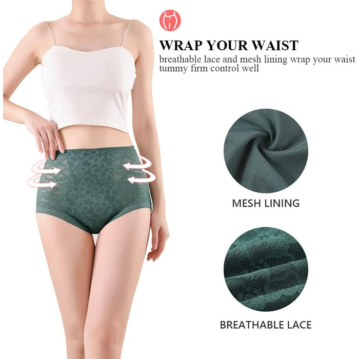 Шикарні жіночі труси-сліпи з високою талією, корсетний ефект, 3 шт. у наборі, BLKDOTS