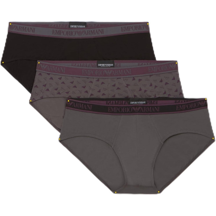 Труси чоловічі Emporio Armani (3 шт. в упаковці) XL, чорний/темно-сірий/магнітний