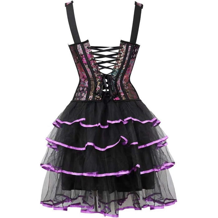 Сукня-корсет з корсетом, повний бюст, бретельки, блискавка, шнурівка, сексуальний фіолетовий колір